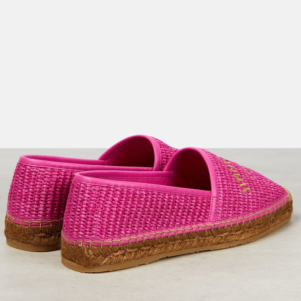 New JIMMY CHOO Brie Flat logo raffia espadrilles $595 37 - Picture 3 of 12